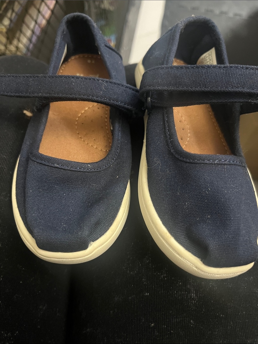 Toms Kids Navy Canvas Mary Jane with Hook-and-Loop Strap